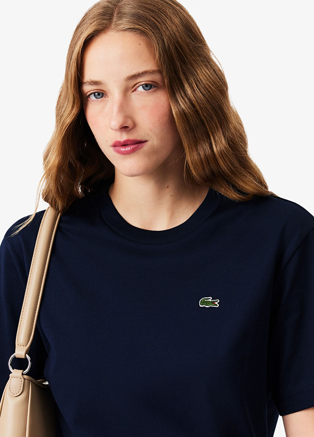 Lacoste Lacivert Bisiklet Yaka Relaxed Fit Kısa Kollu Kadın T-shirt görsel 2