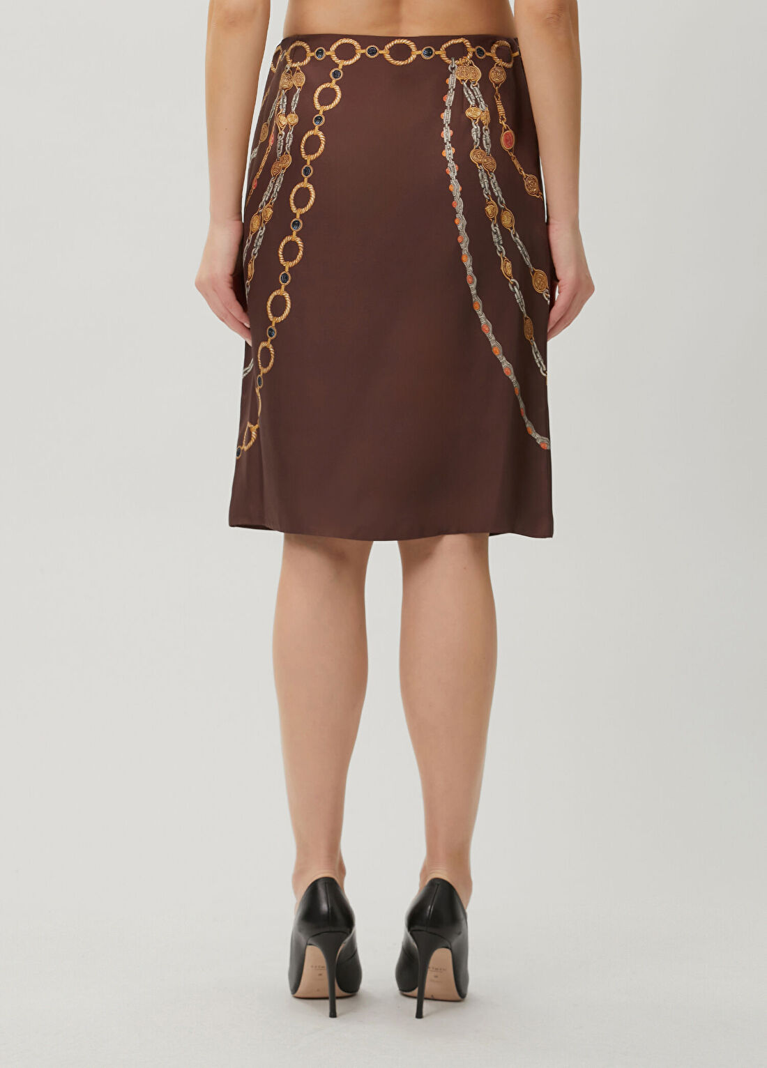 Versace Kahverengi Midi İpek Etek görsel 4