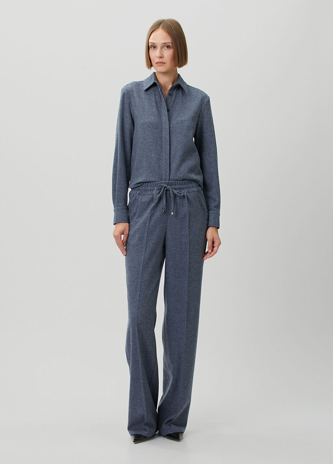 Kiton Mavi Desenli Yün Pantolon