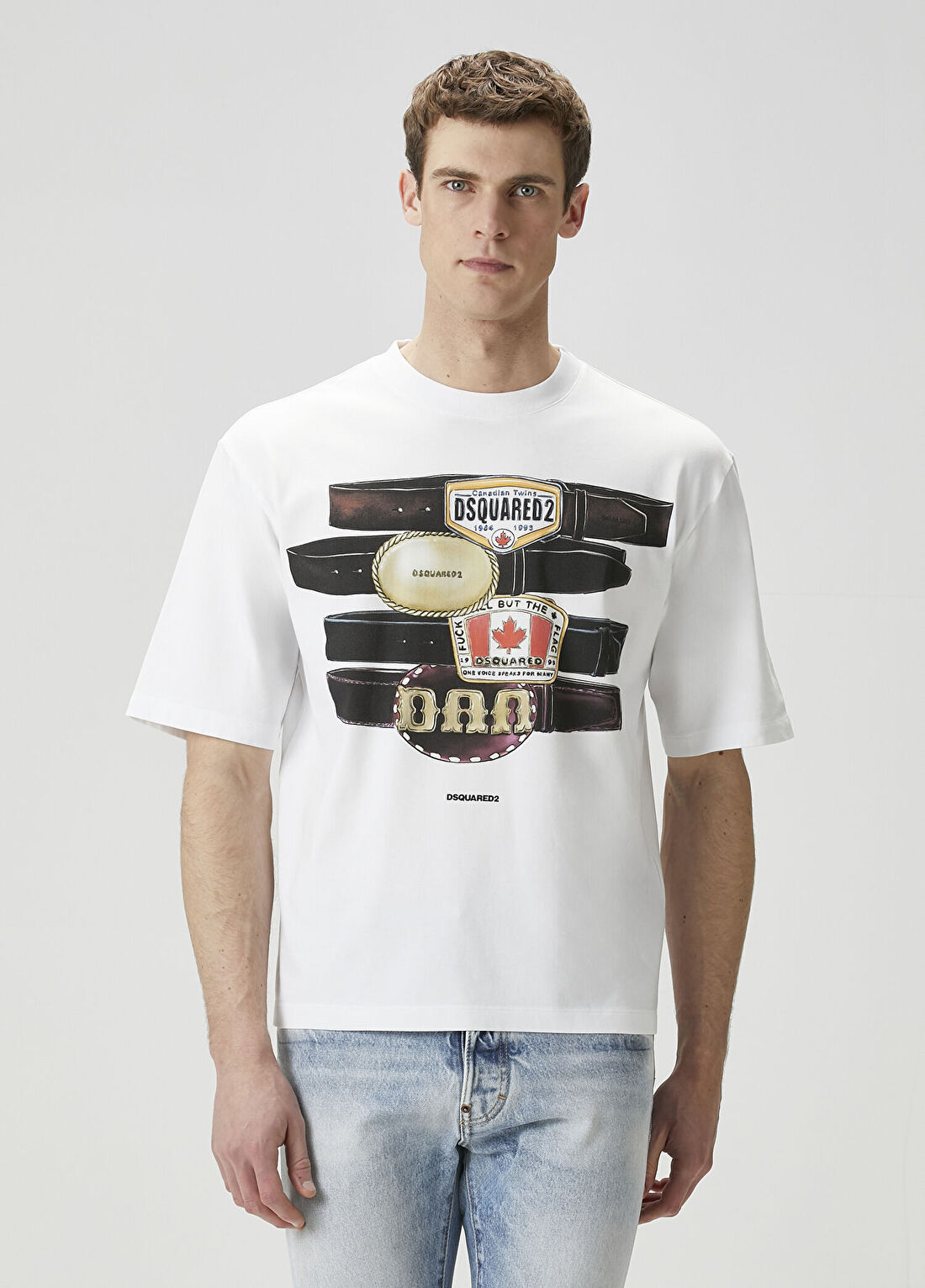 Dsquared2 Iconique Beyaz Grafik Baskılı T-shirt