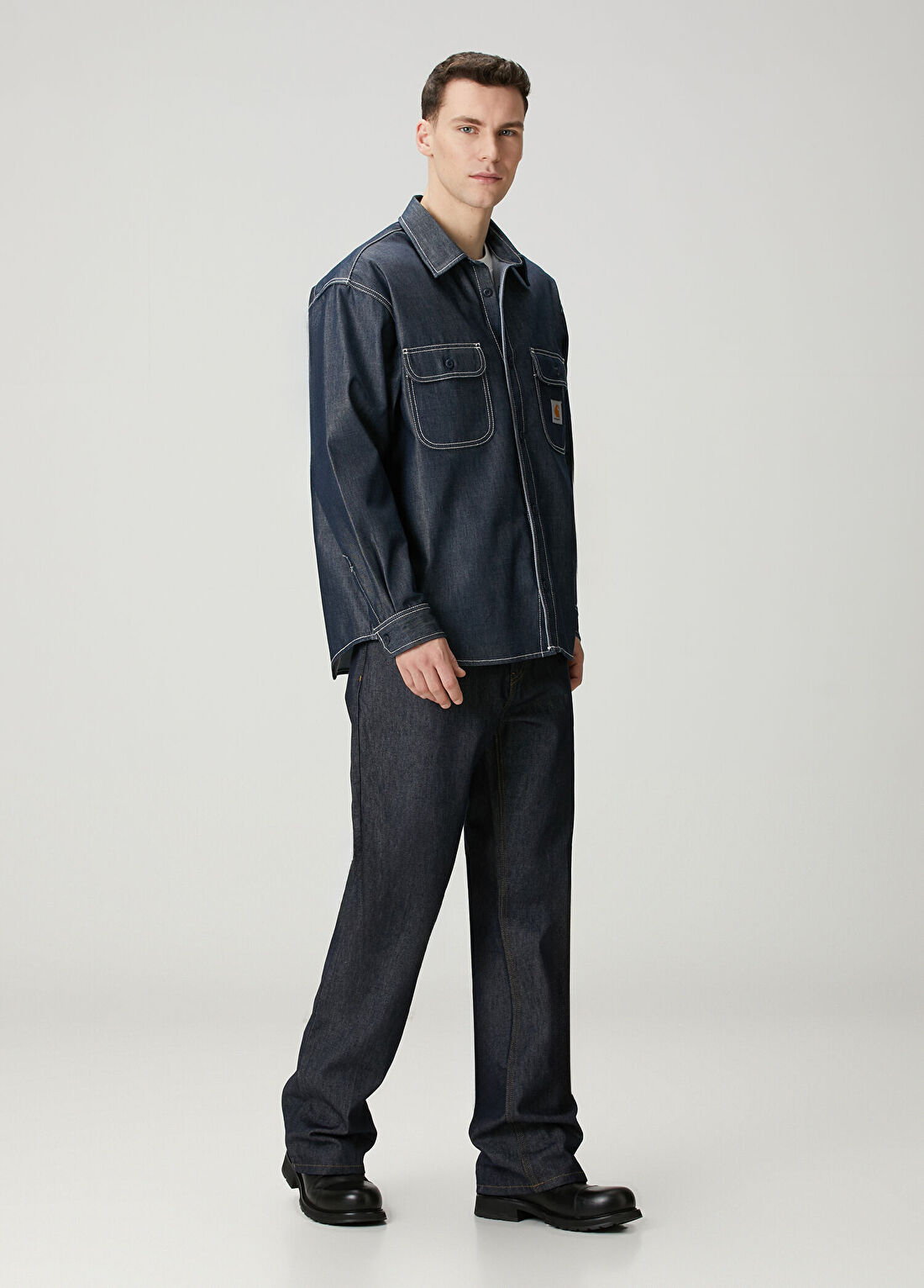 Carhartt WIP Tigan Mavi Denim Dış Gömlek görsel 2