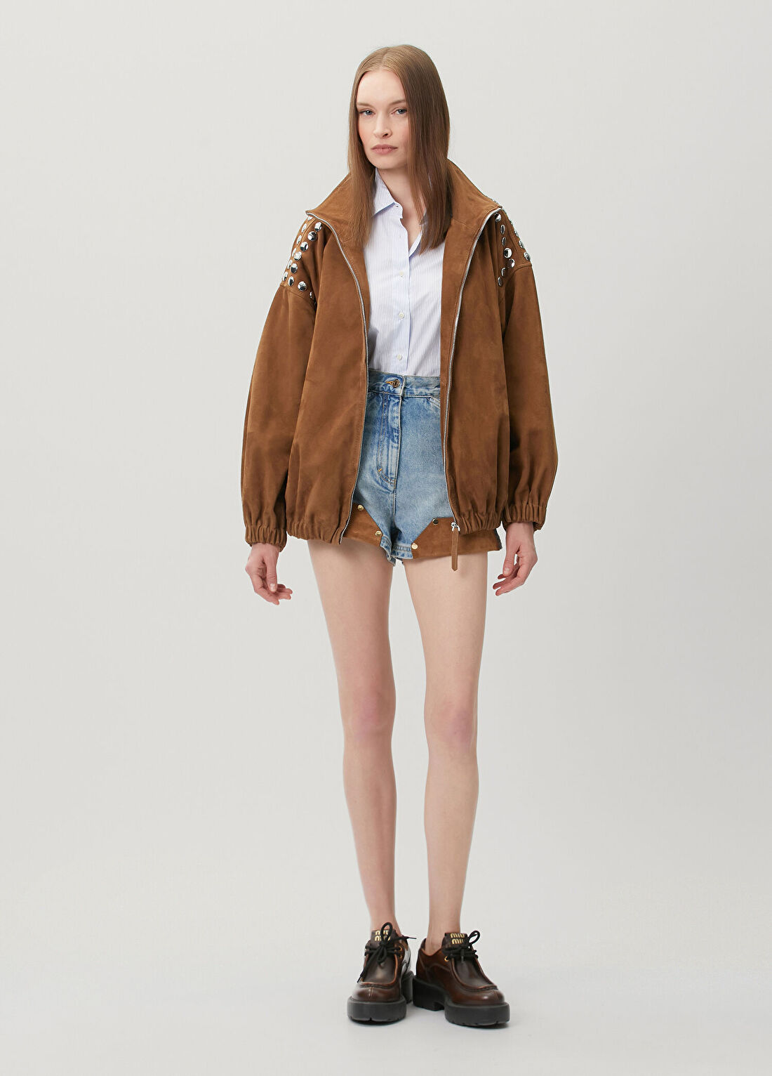 Sandro Canyon Mavi Süet Garnili Denim Şort