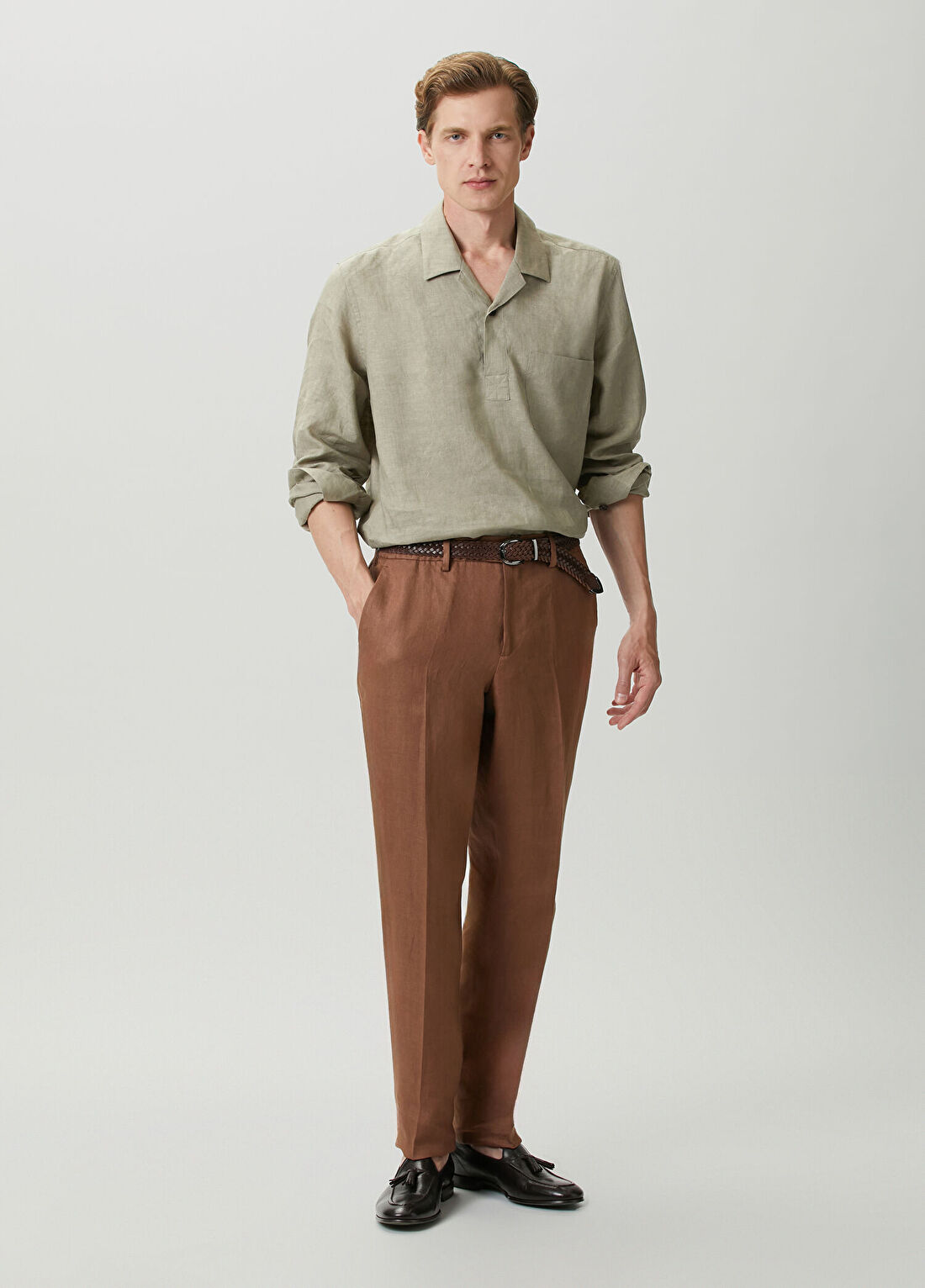 Lardini Kahverengi Keten Pantolon