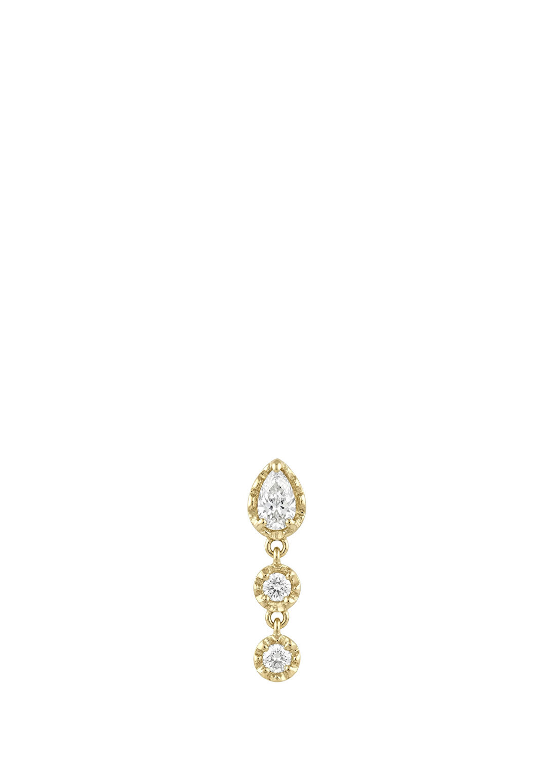 Ginza Design Jewelry Santa Drop Pırlanta Taşlı 14 Ayar Altın Kadın Tek Küpe