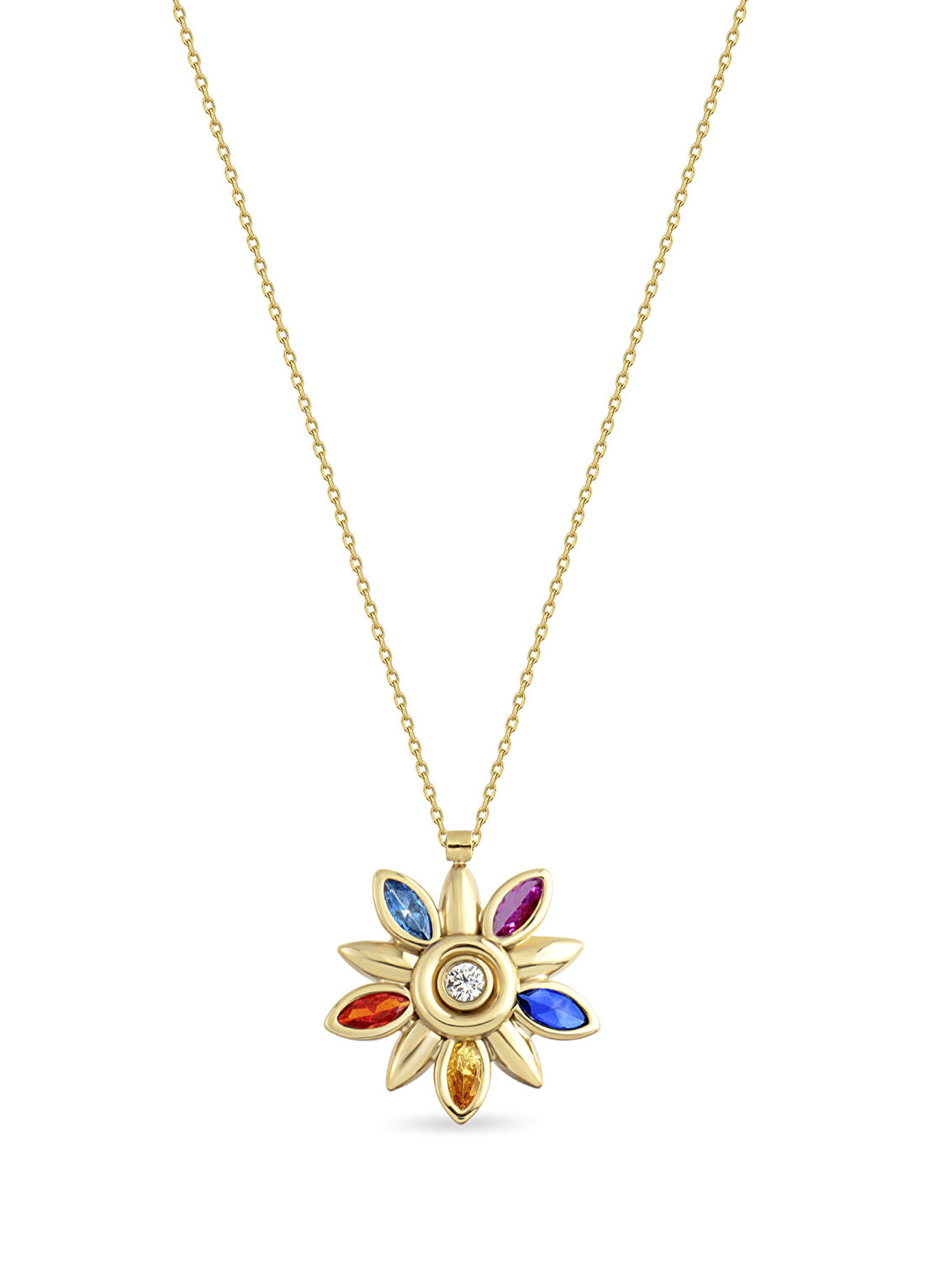 Orena Jewelry Rainbow Star Pırlanta Taşlı 14 Ayar Altın Kadın Kolye