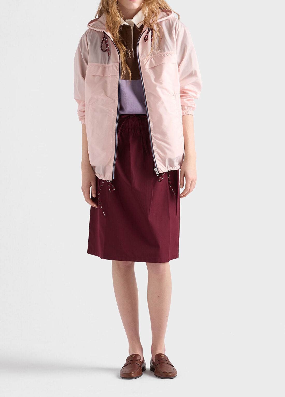 Prada Pembe Re-Nylon Kapüşonlu Kadın Yağmurluk görsel 2