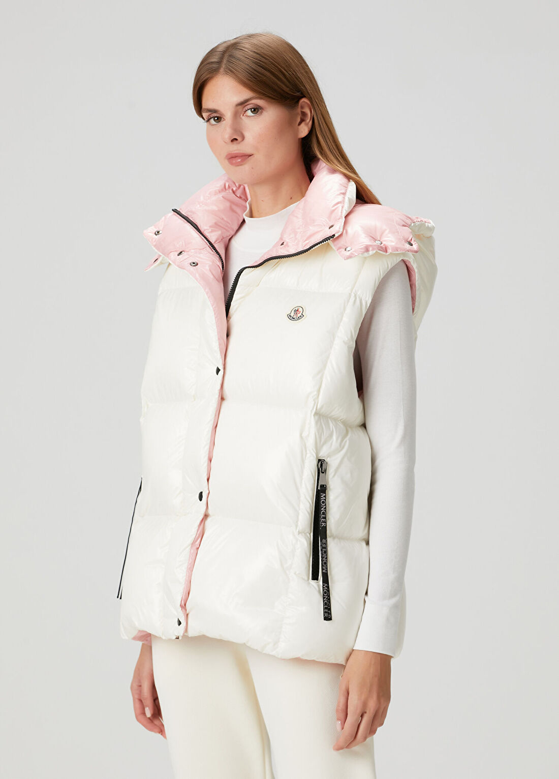 Moncler Luzule Beyaz Kapüşonlu Yelek
