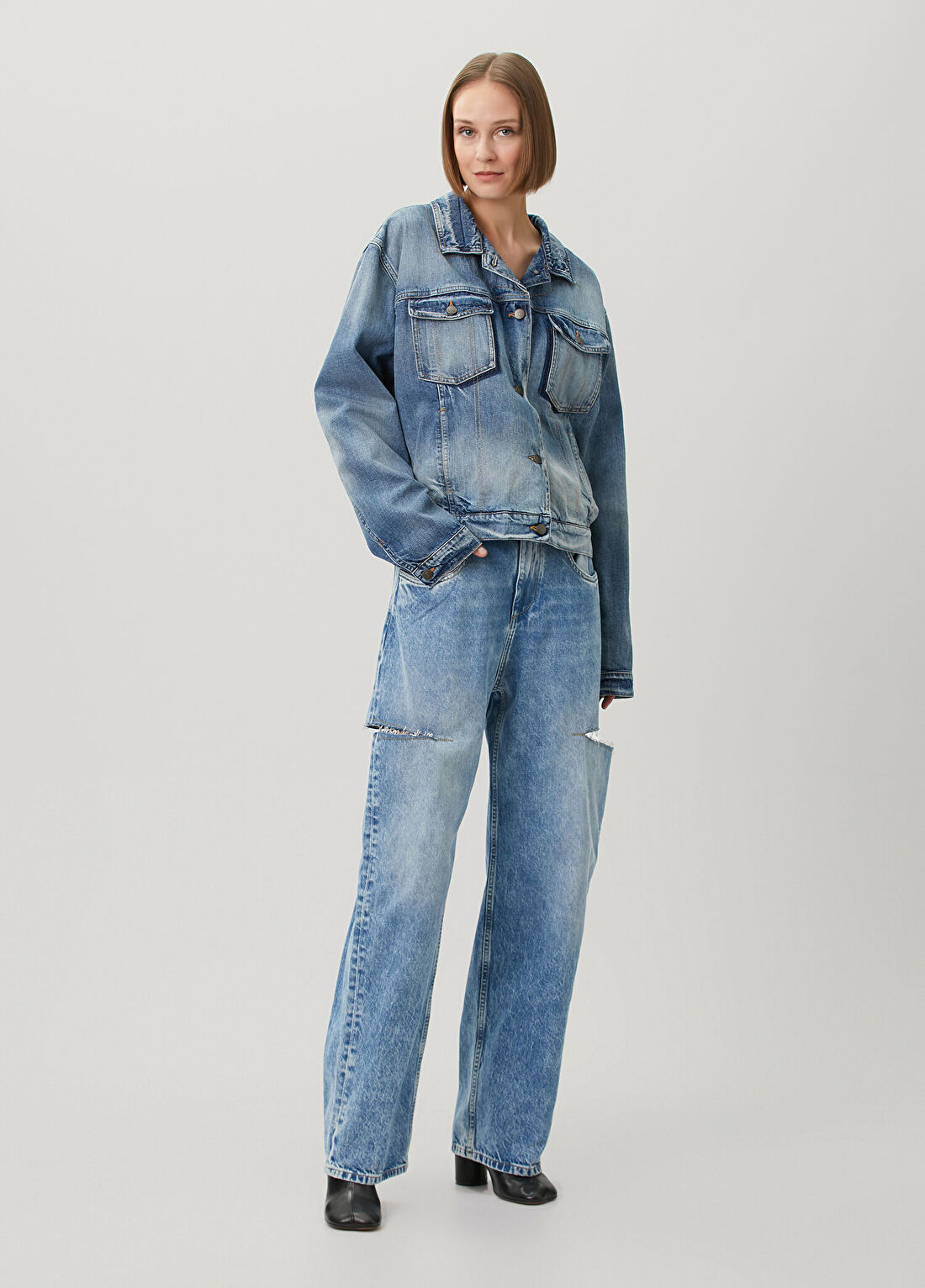 Maison Margiela Mavi Kesim Detaylı Jean Pantolon