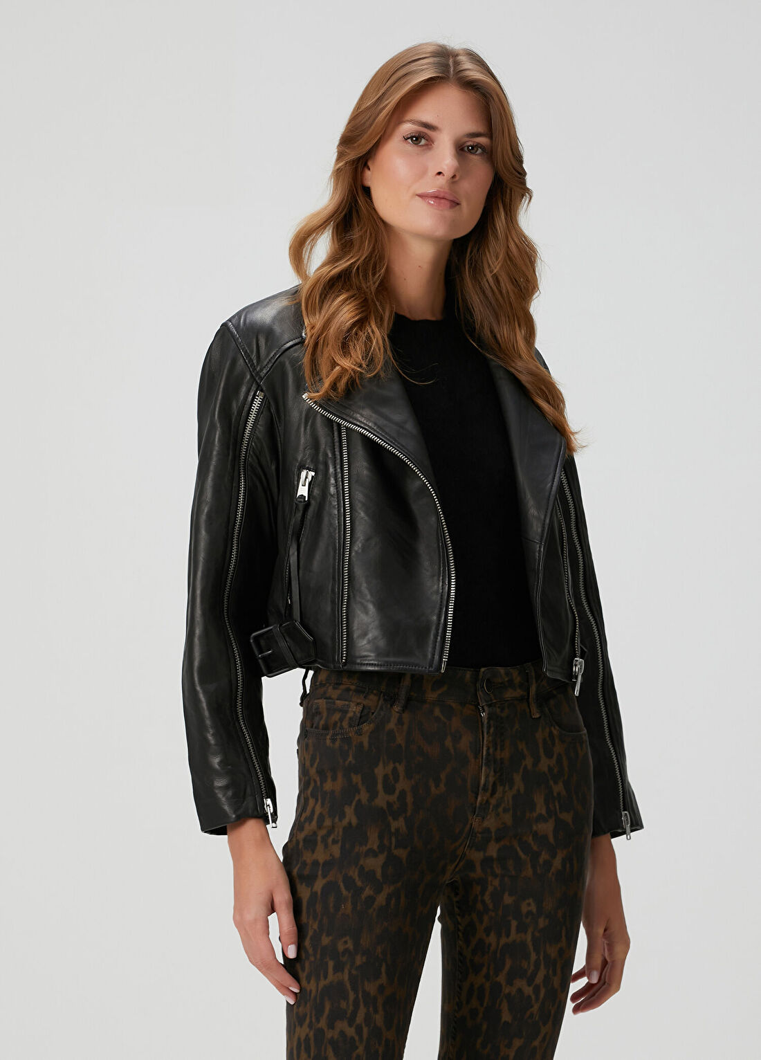 AllSaints Masone Siyah Deri Biker Ceket