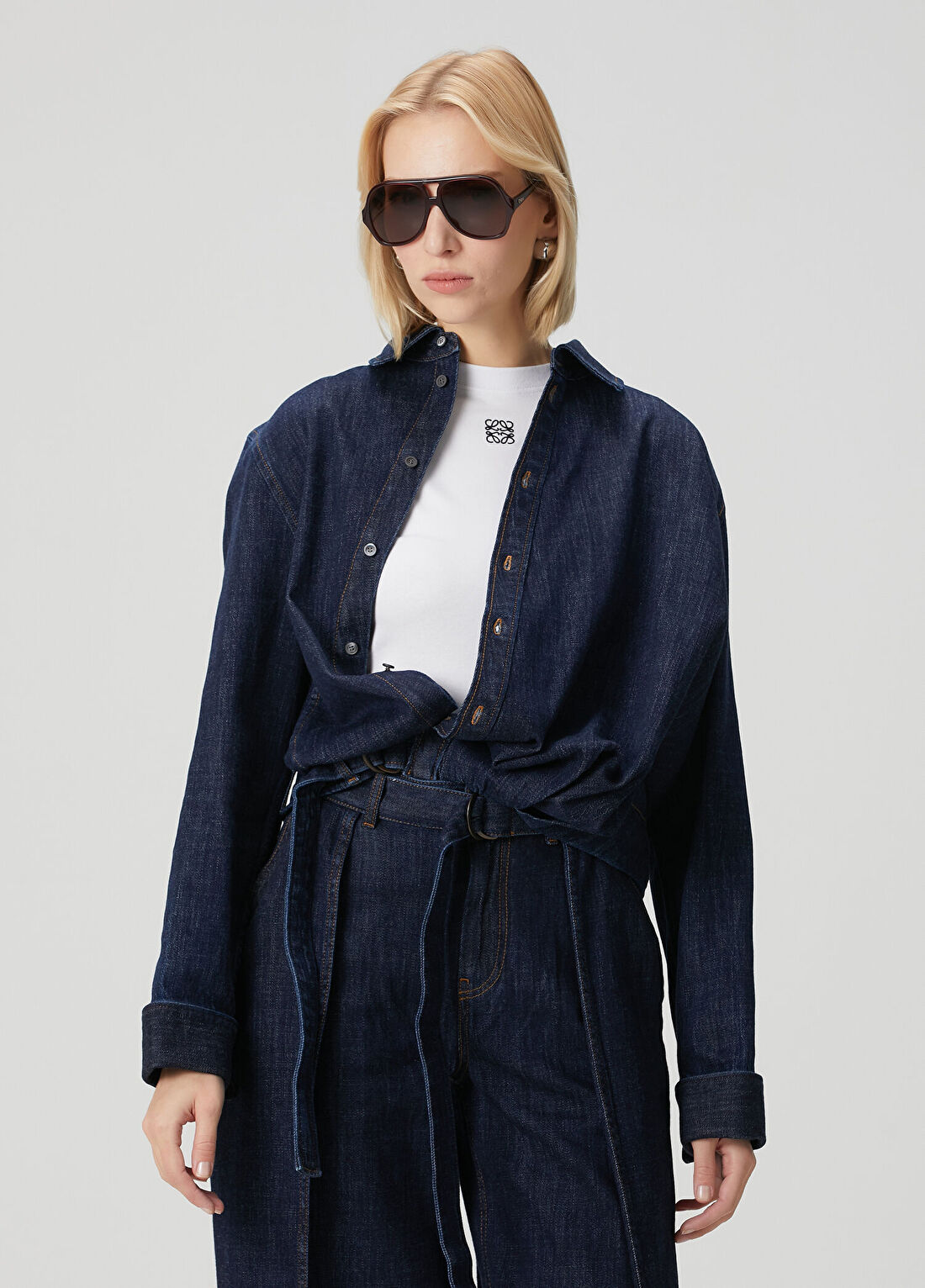 Loewe Koyu Mavi Denim Gömlek