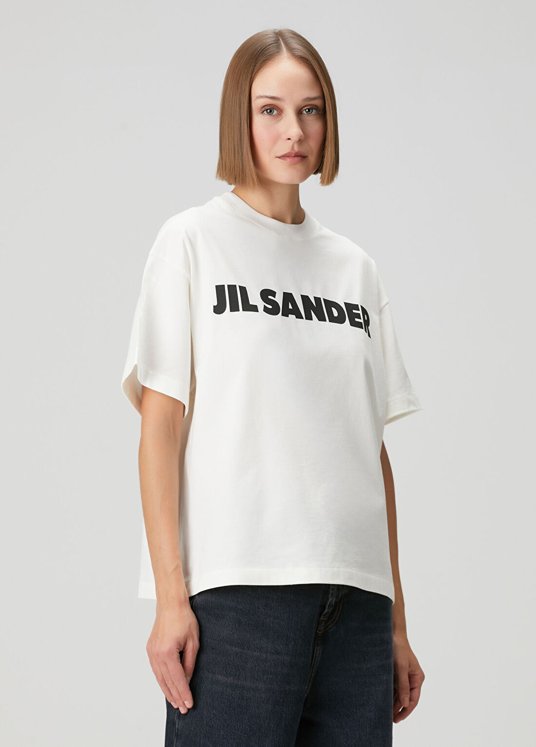 Jil Sander Beyaz Logolu T-shirt