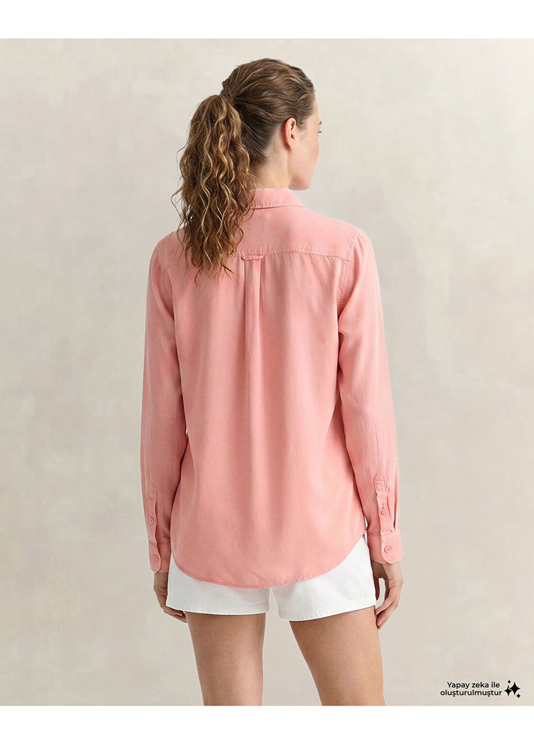 Gant Pembe Regular Fit Uzun Kollu Kadın Gömlek görsel 2