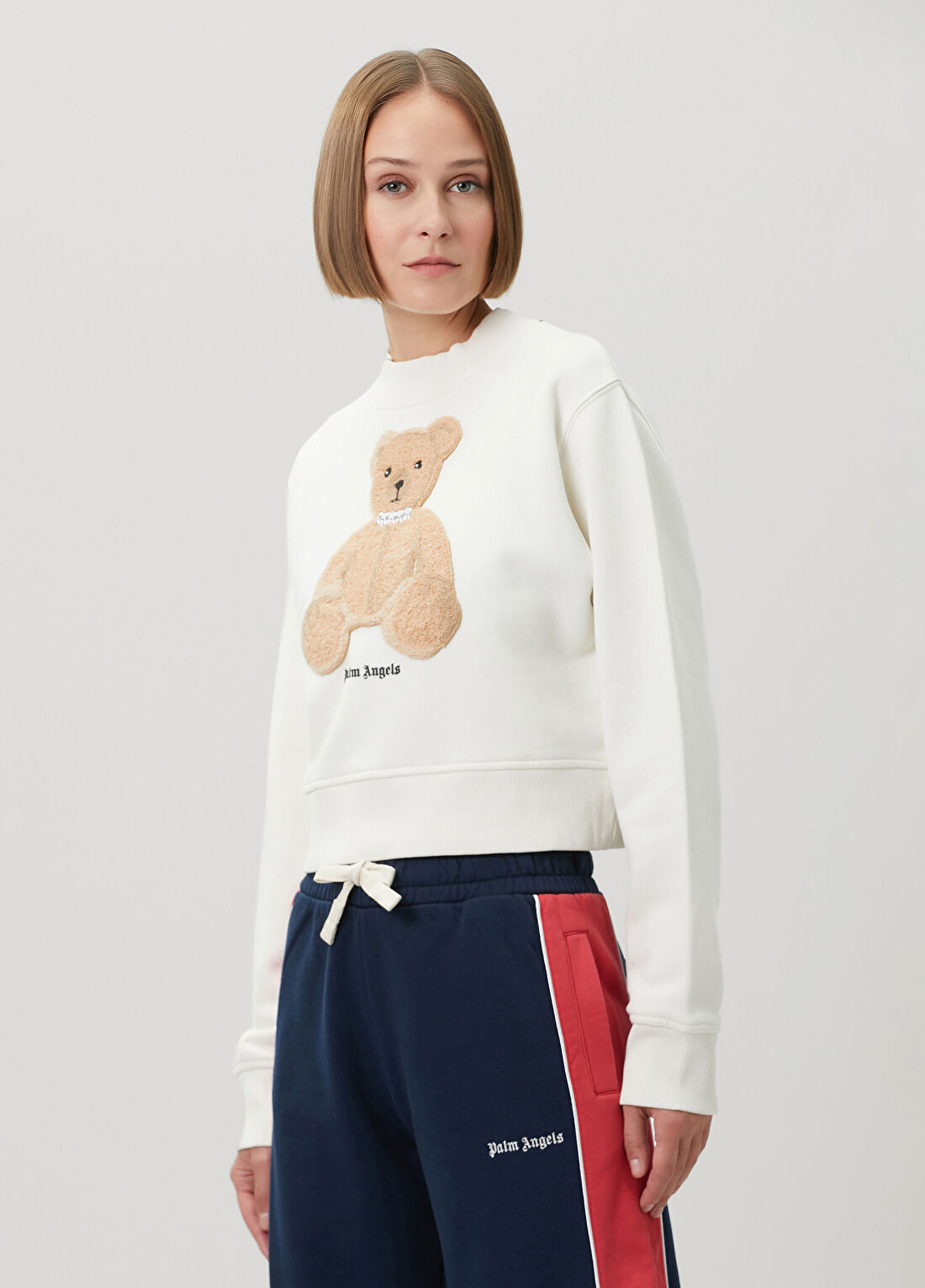 Palm Angels Fitted Bear Beyaz Sweatshirt görsel 3