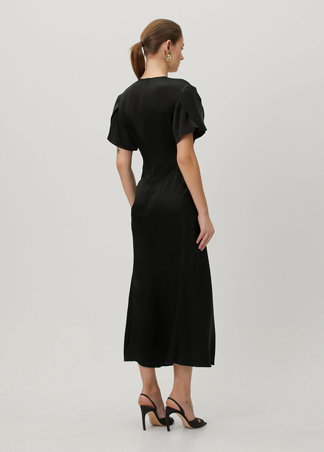 Victoria Beckham Eve Siyah Midi Elbise görsel 4