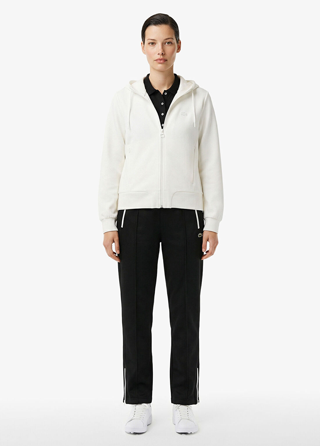 Lacoste Beyaz Regular Fit Kapüşonlu Kadın Sweatshirt görsel 3