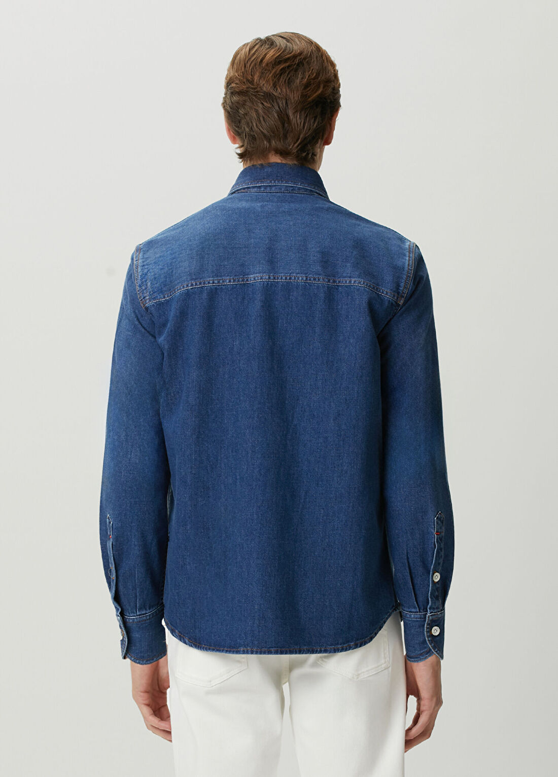 Isaia Lacivert Denim Gömlek görsel 4