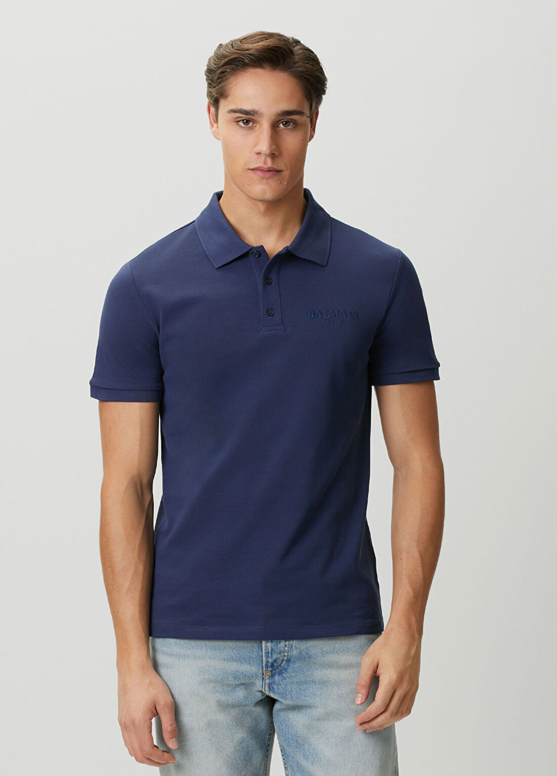 Balmain Lacivert Polo Yaka T-shirt
