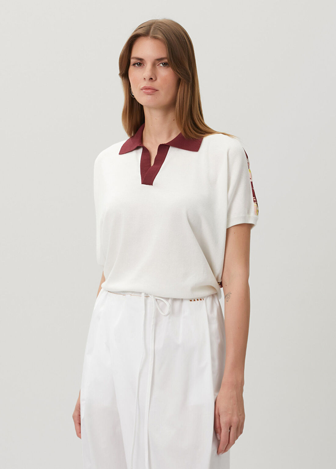 Marni Krem Çiçek Desenli T-shirt