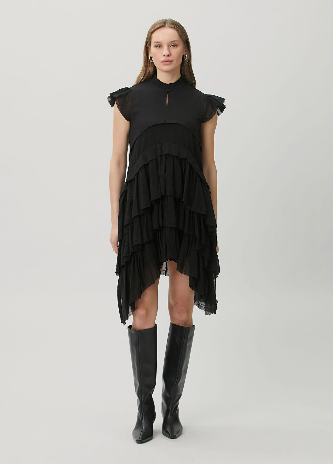 AllSaints Siyah Mini Elbise görsel 3