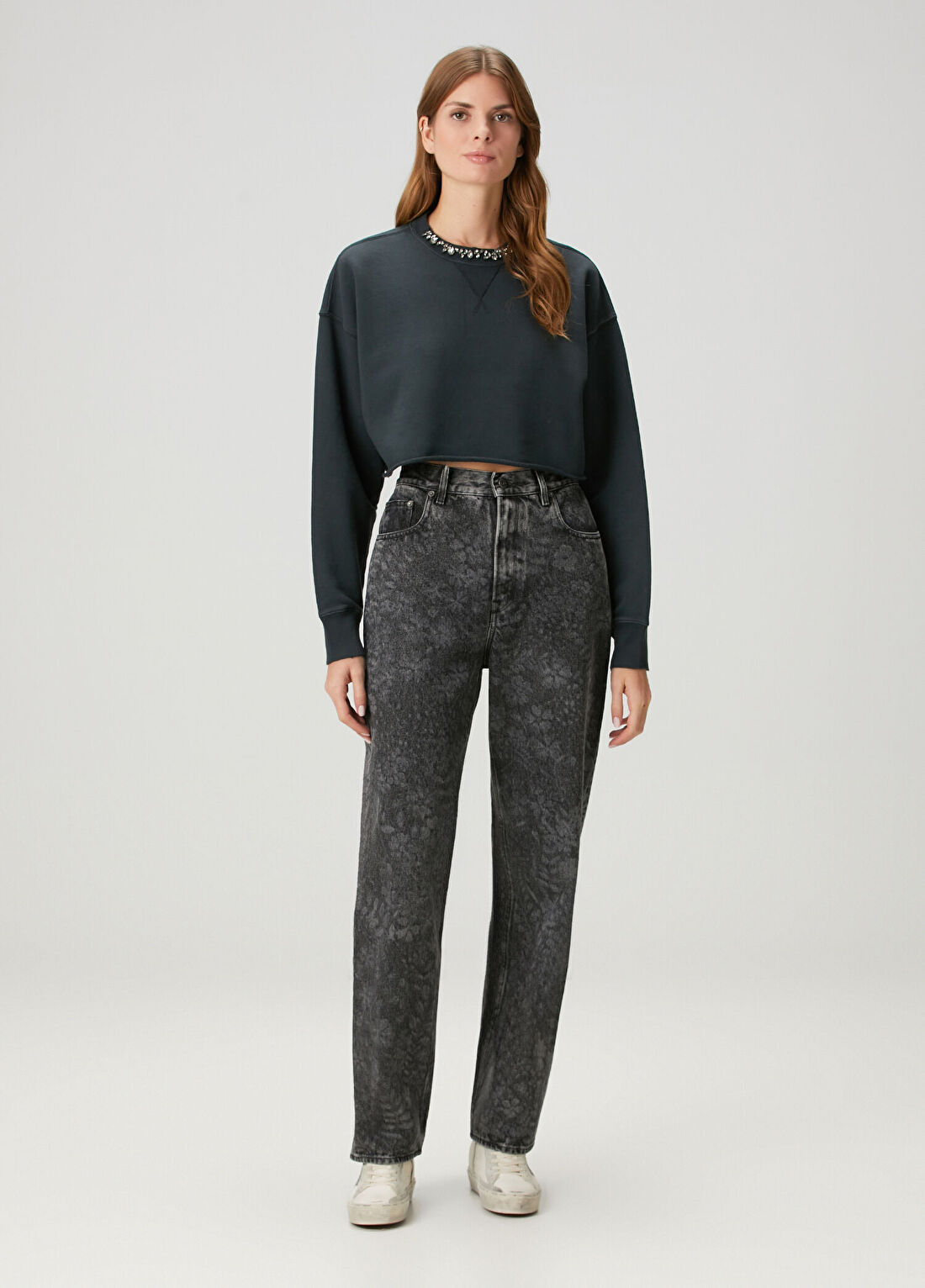 Golden Goose Antrasit Çiçekli Jean Pantolon
