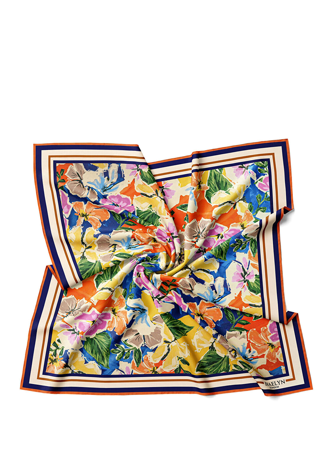 Braelyn London Sunny Bloom Twill Desenli İpek Kadın Eşarp görsel 3