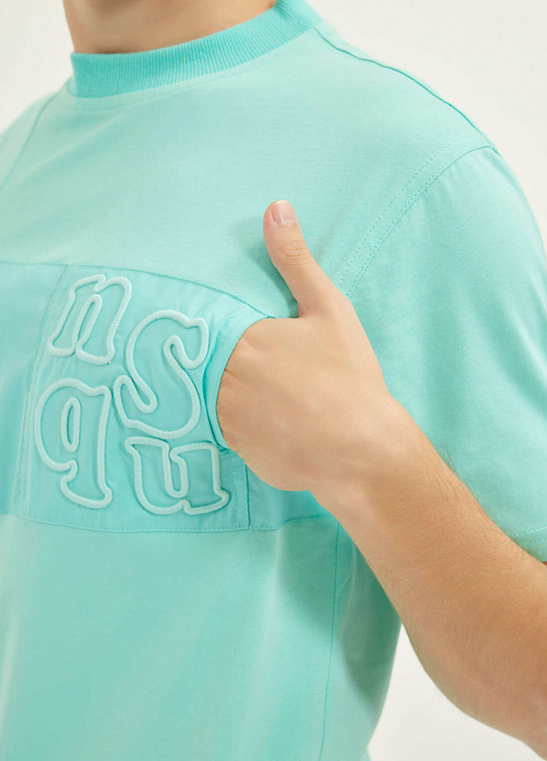Nasaqu Uru City Regular Fit Turkuaz Logo Baskılı T-shirt görsel 3