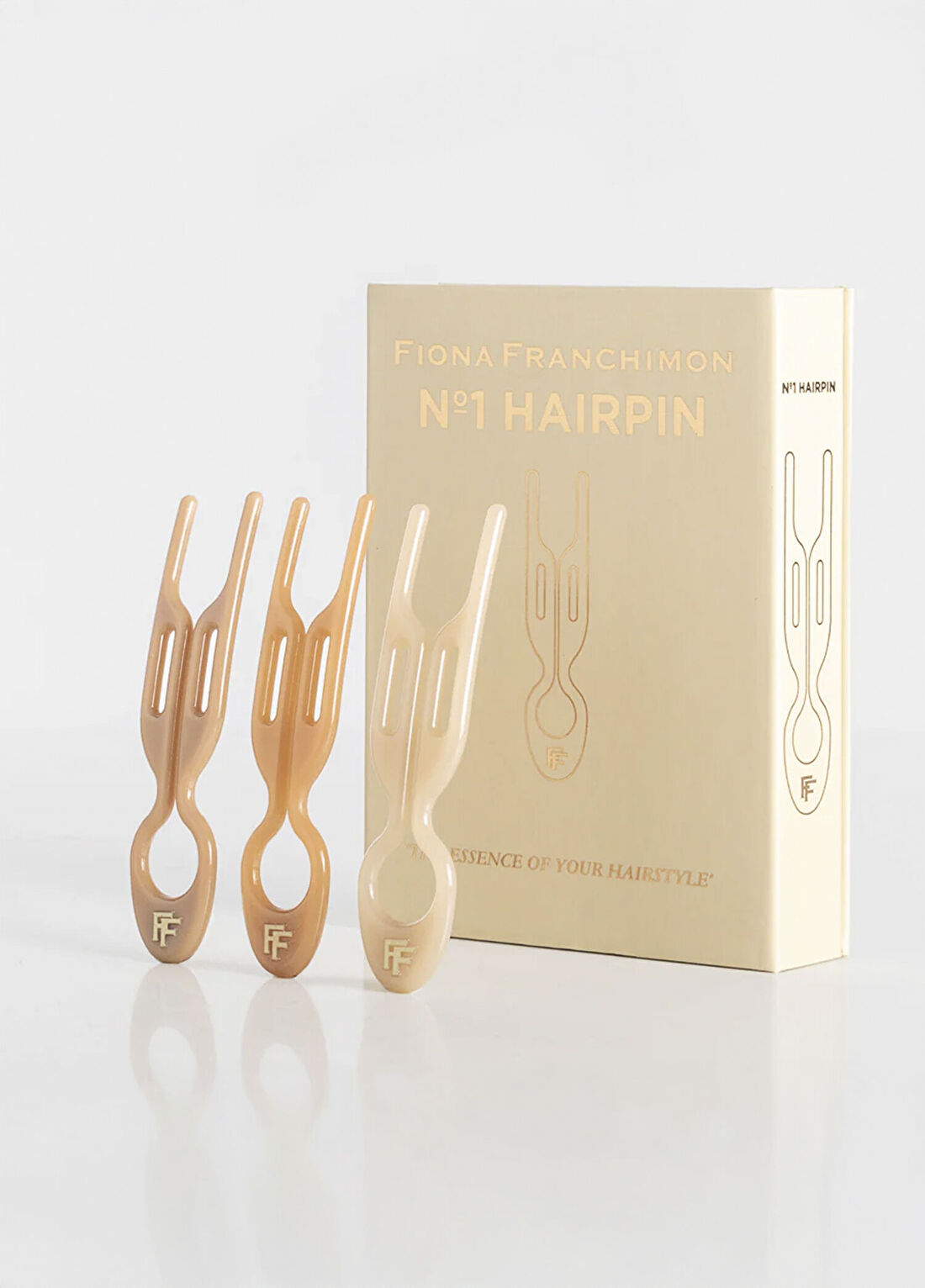 Fiona Franchimon Nº 1 Hairpin Paris Collection Açık Bej Karamel ve Satin Sand 3'lü Kadın Saç Tokası görsel 2