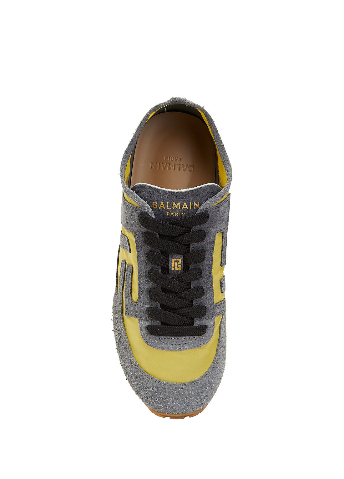 Balmain Racer Sarı Gri Erkek Süet Sneaker görsel 4