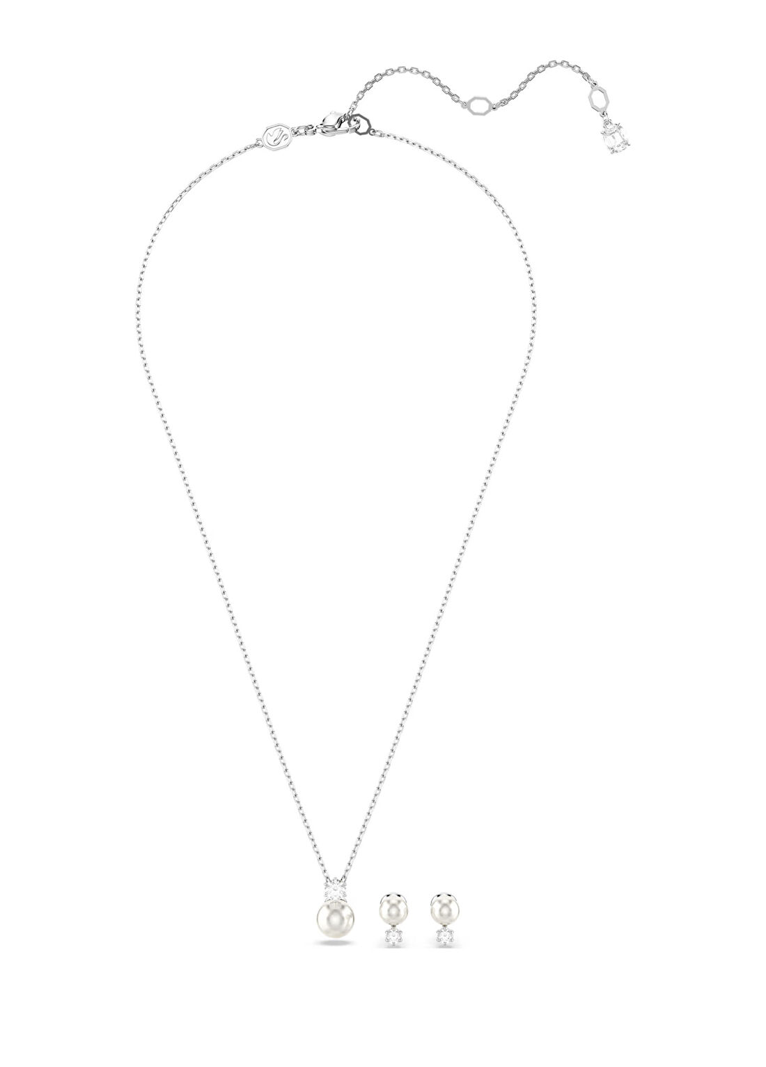 Swarovski Matrıx Set Pearl Whıte Rhs Kadın Kolye Küpe Set