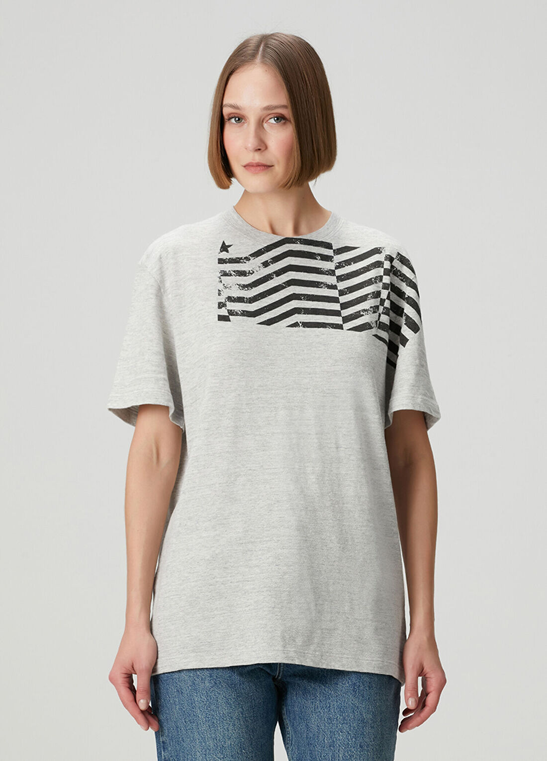 Golden Goose Gri Baskılı T-shirt