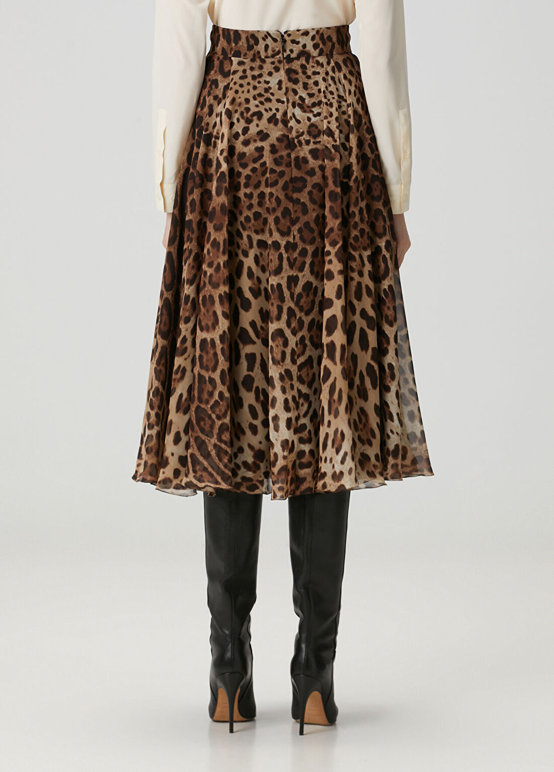 Dolce&Gabbana Leopar Desenli Midi İpek Etek görsel 4