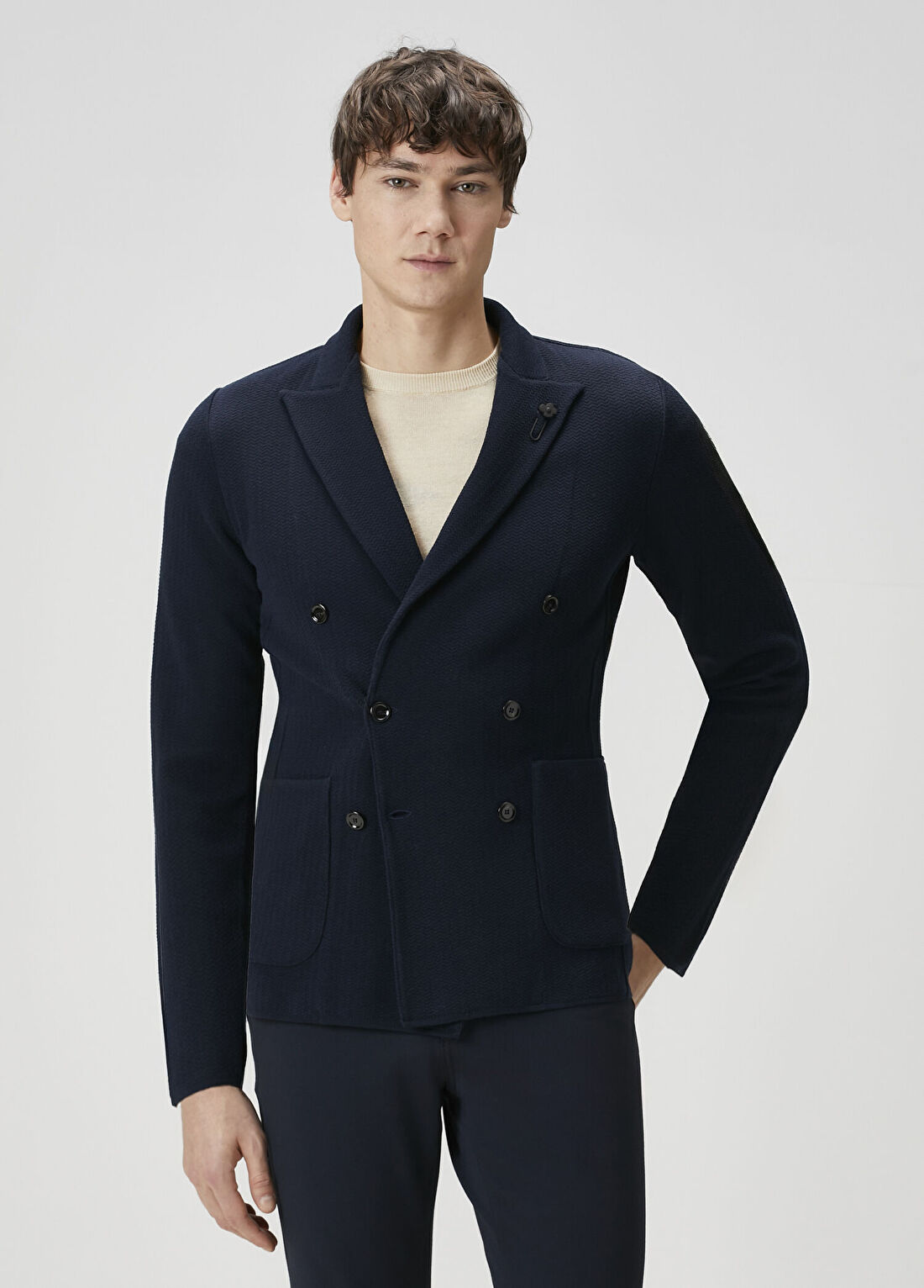 Lardini Lacivert Triko Ceket