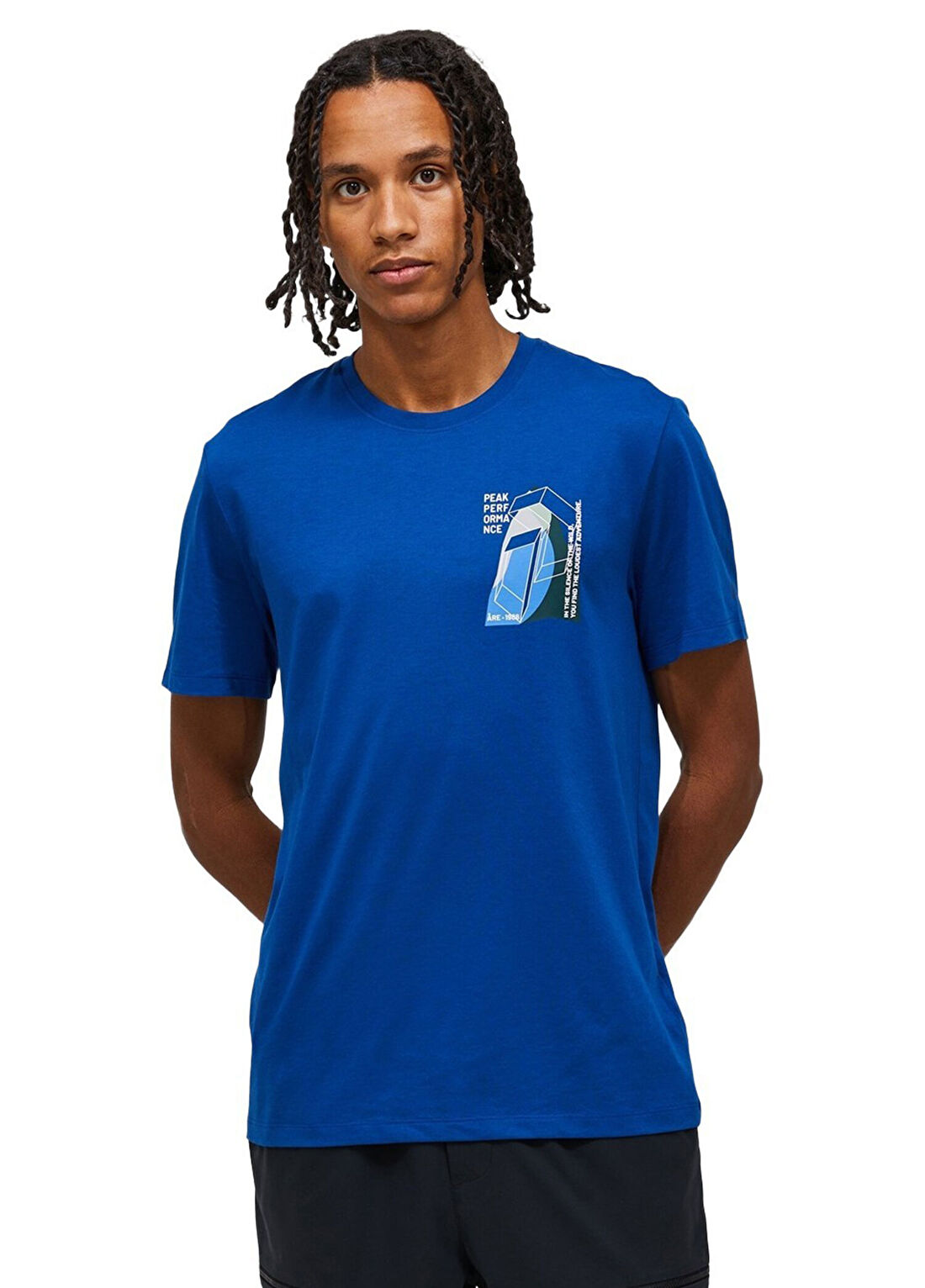Peak Performance Explore Graphic Mavi Regular Fit Kısa Kollu Erkek T-shirt
