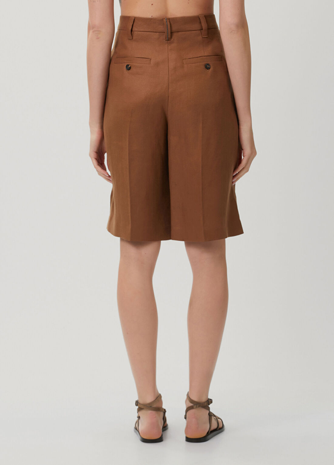 Brunello Cucinelli Taba Keten Bermuda görsel 4