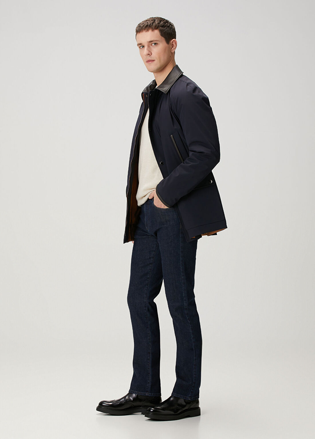 Canali Lacivert Jean Pantolon