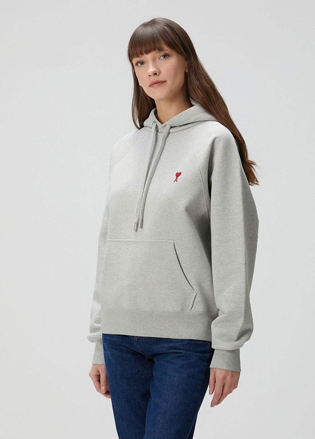 Ami Paris Gri Kapüşonlu Sweatshirt görsel 3