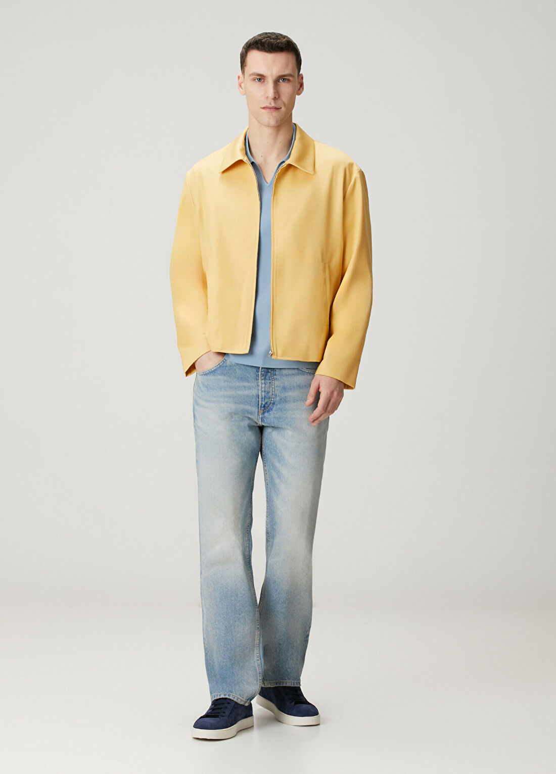 Sandro Stonewash and Whiskers Mavi Jean Pantolon