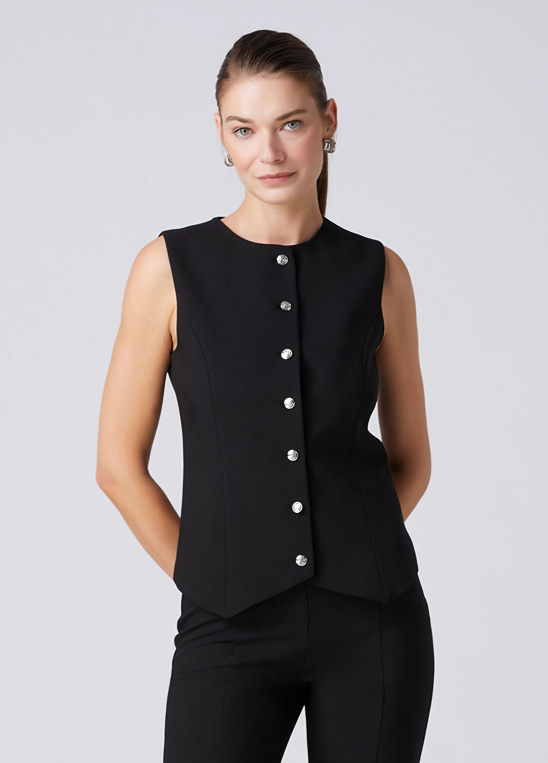 Beymen Collection Siyah Kulplu Yelek görsel 4