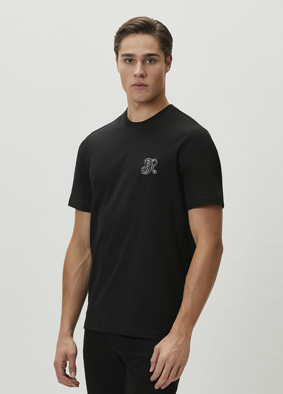 Bernotti Siyah Logo Nakışlı T-shirt görsel 3