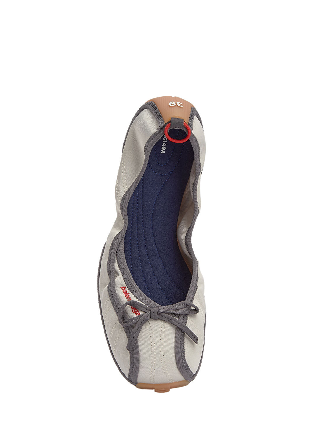 Balenciaga Ekru Logo Nakışlı Babet görsel 4