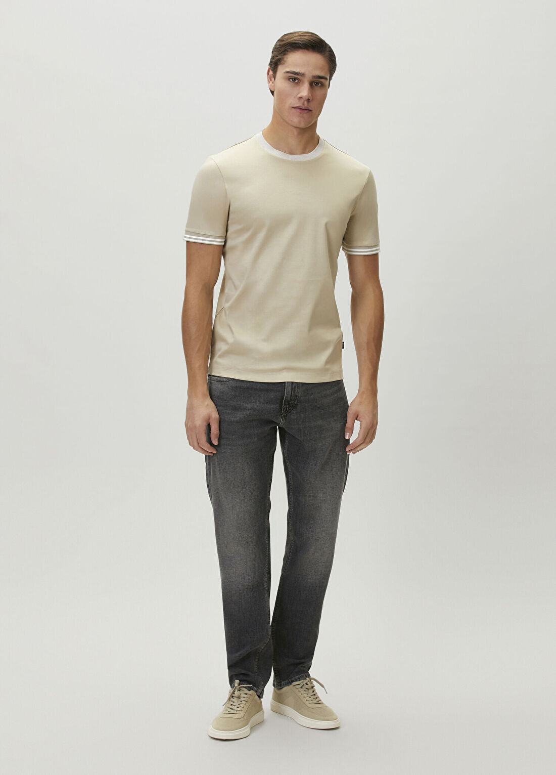 Boss Slim Fit Bej T-shirt görsel 2