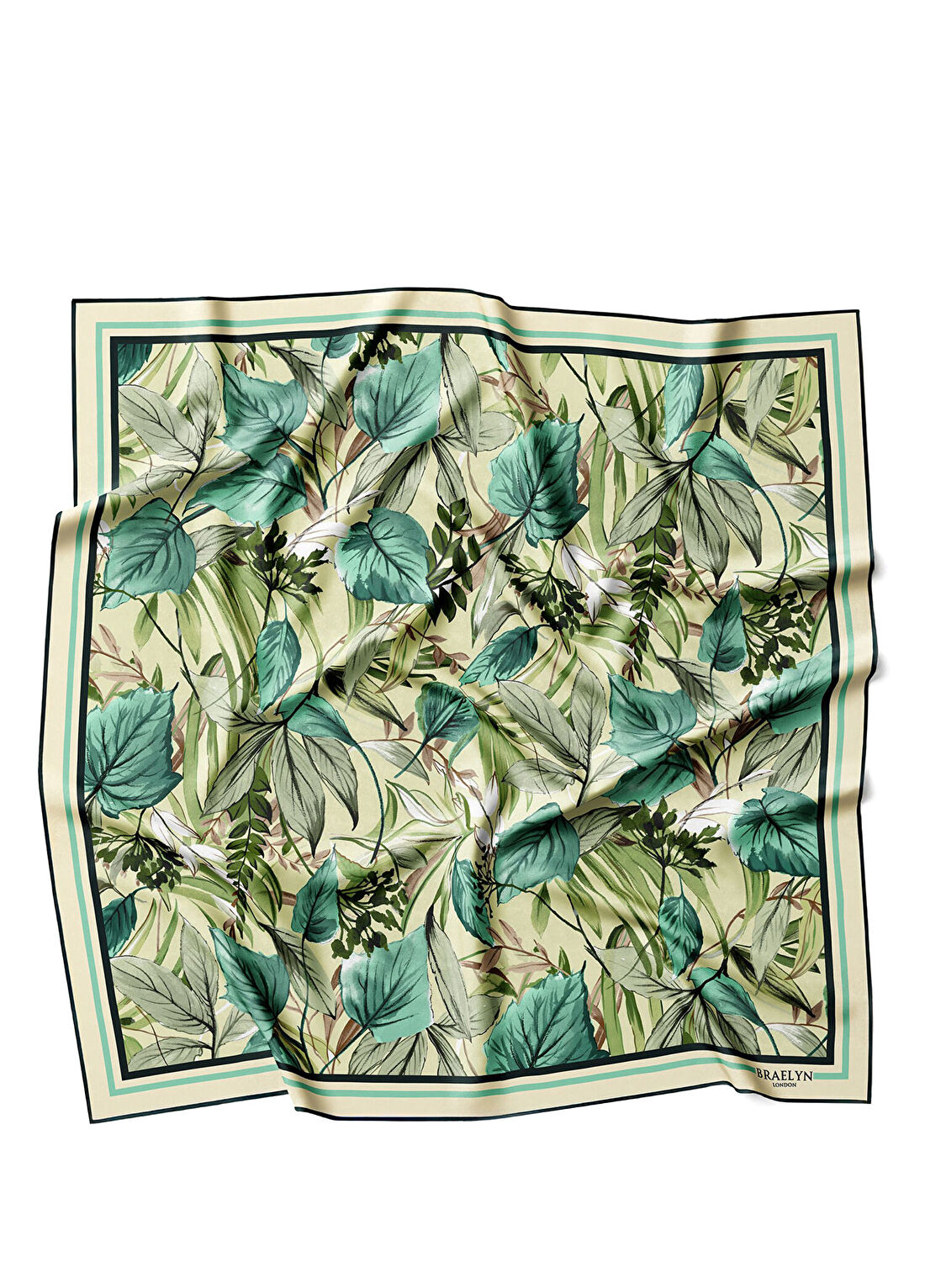 Braelyn London Sage Canopy Bej Turkuaz Twill İpek Kadın Eşarp