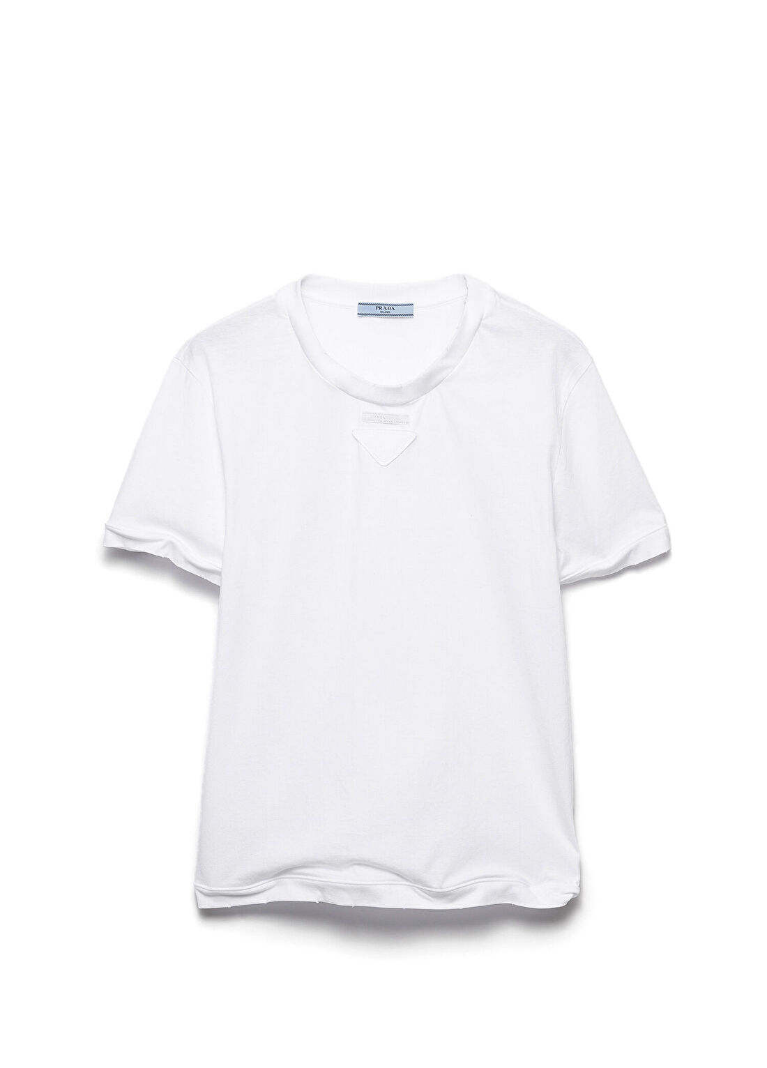 Prada Beyaz Pamuklu Kısa Kollu Kadın Jarse T-shirt