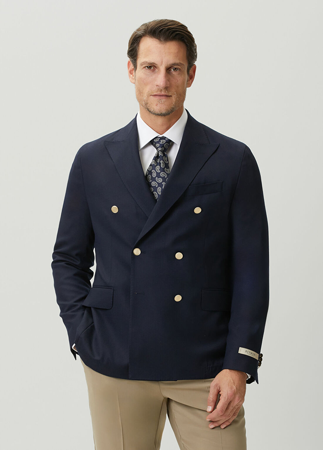 Beymen Collection Drop 7 Lacivert Yün Kruvaze Blazer görsel 2