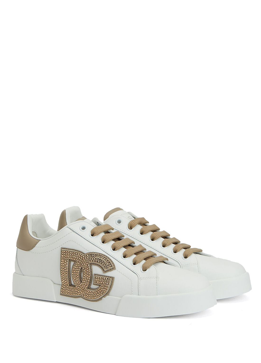 Dolce&Gabbana Portofino Beyaz Taba Kadın Deri Sneaker görsel 2