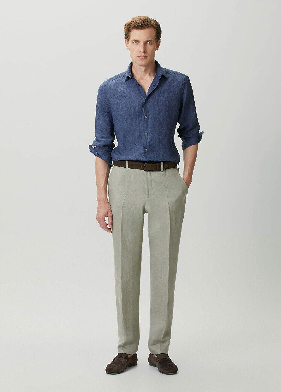 Lardini Yeşil Keten Pantolon
