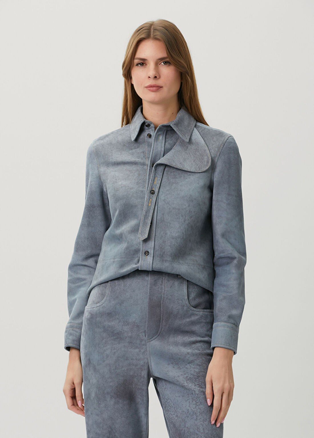 Bottega Veneta Indigo Deri Gömlek