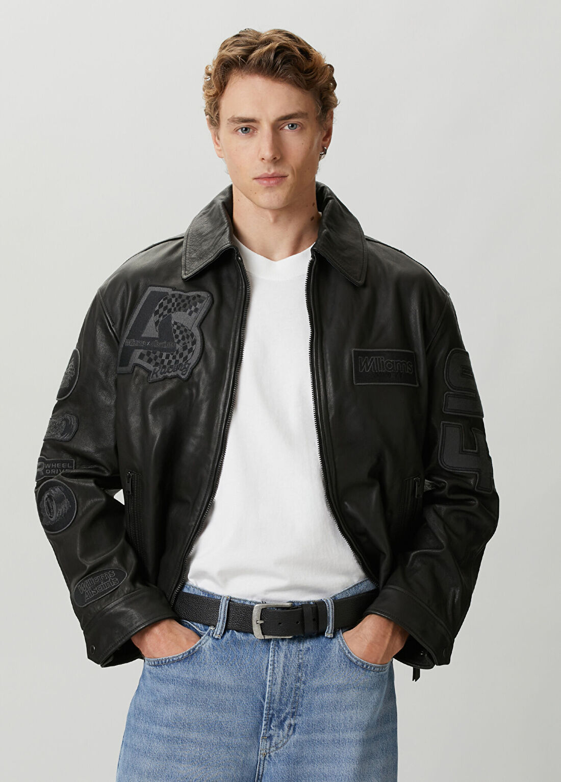 AllSaints X Williams Garrison Siyah Deri Ceket görsel 2