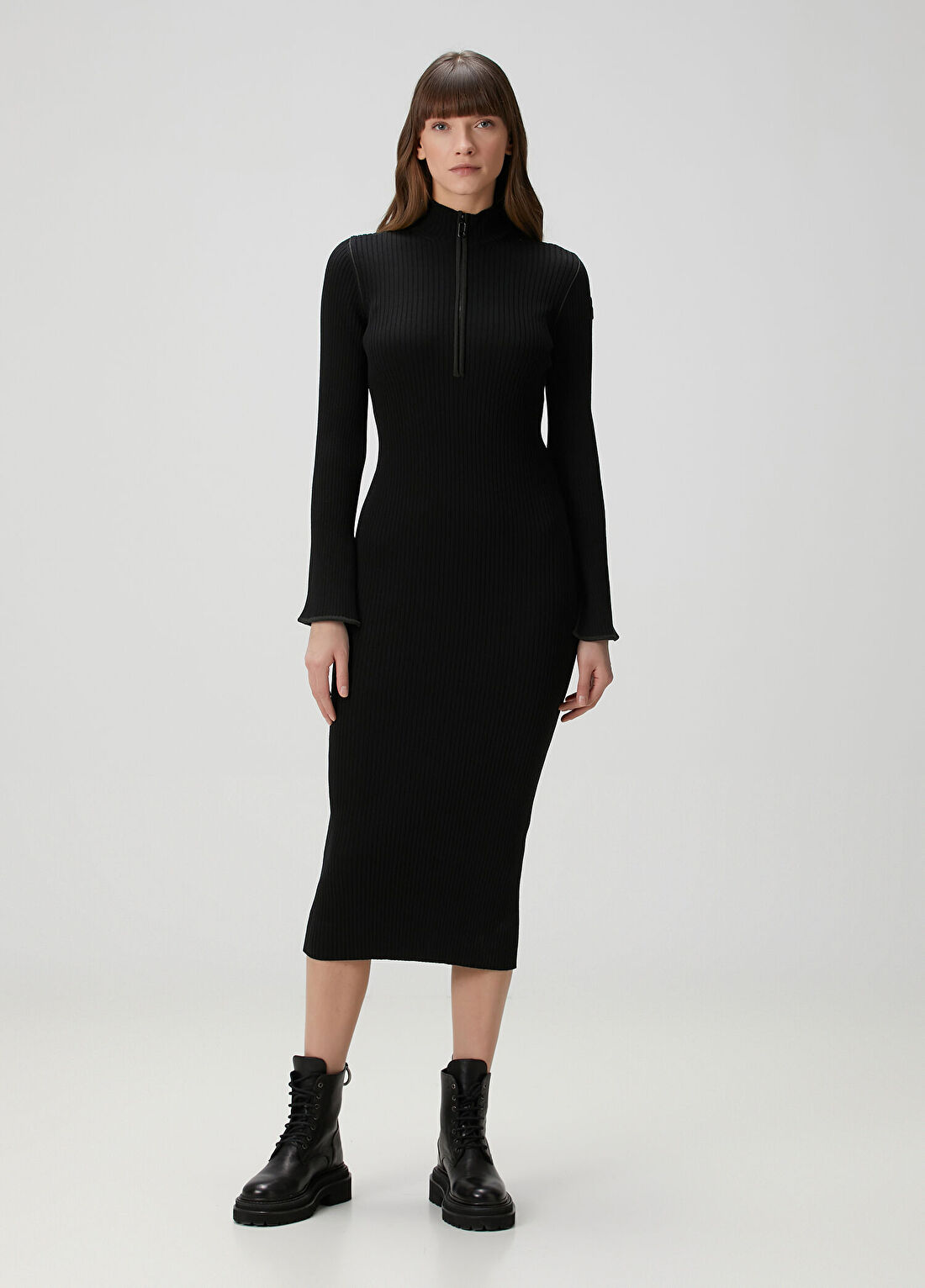 Moncler Siyah Midi Triko Elbise