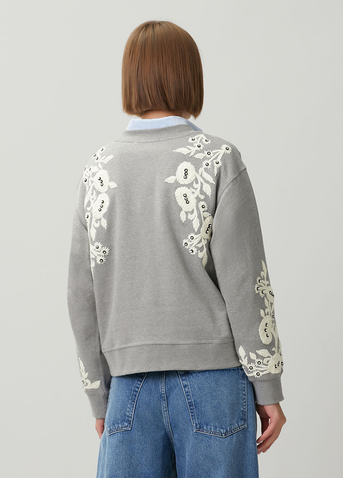 Sea Georgie Gri İşlemeli Sweatshirt görsel 4
